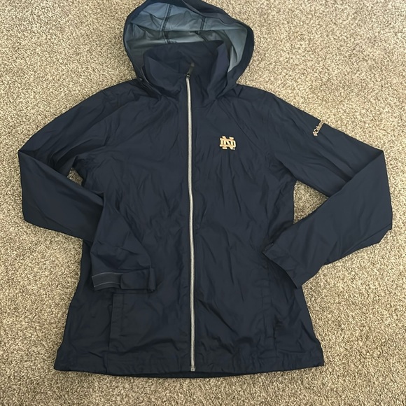 Navy and Gold Notre Dame Columbia Rain Jacket - Picture 1 of 7